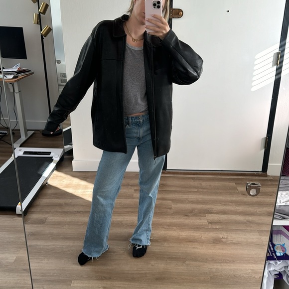 OVERSIZED VINTAGE leather bomber jacket, lambkin, quilted lining - Picture 8 of 8